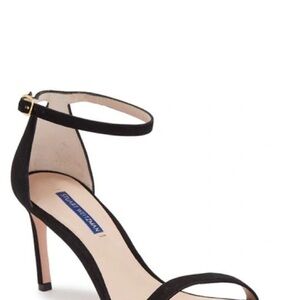 Stuart Weitzman Black Suede Nudist Sandals